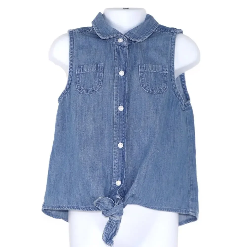 Gymboree Embroidered Tie Waist Shirt Chambray 5